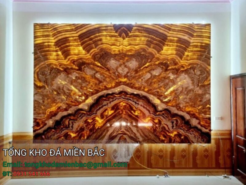 đá ốp tường phòng khách 