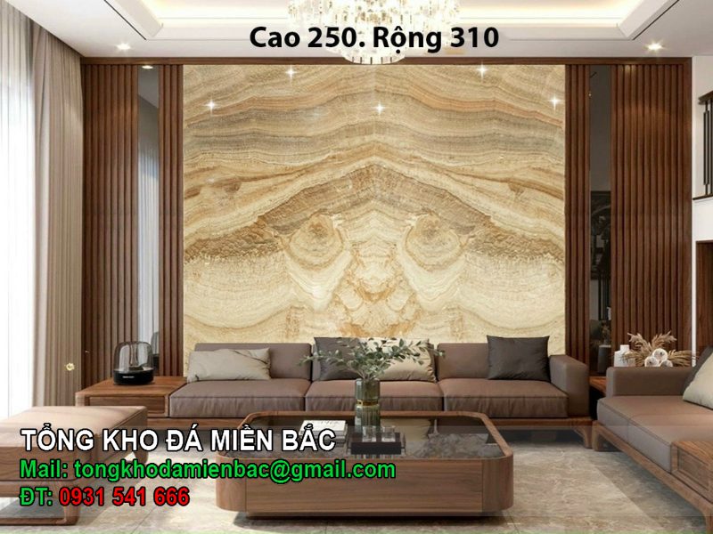Tranh đá onyx xuyên sáng màu vàng cao 250 rộng 310