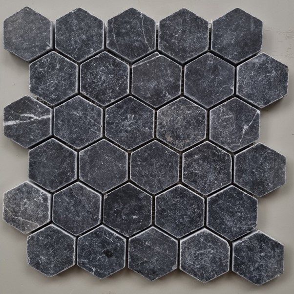 Mẫu mosaic lục giác tổng đen ấn tượng