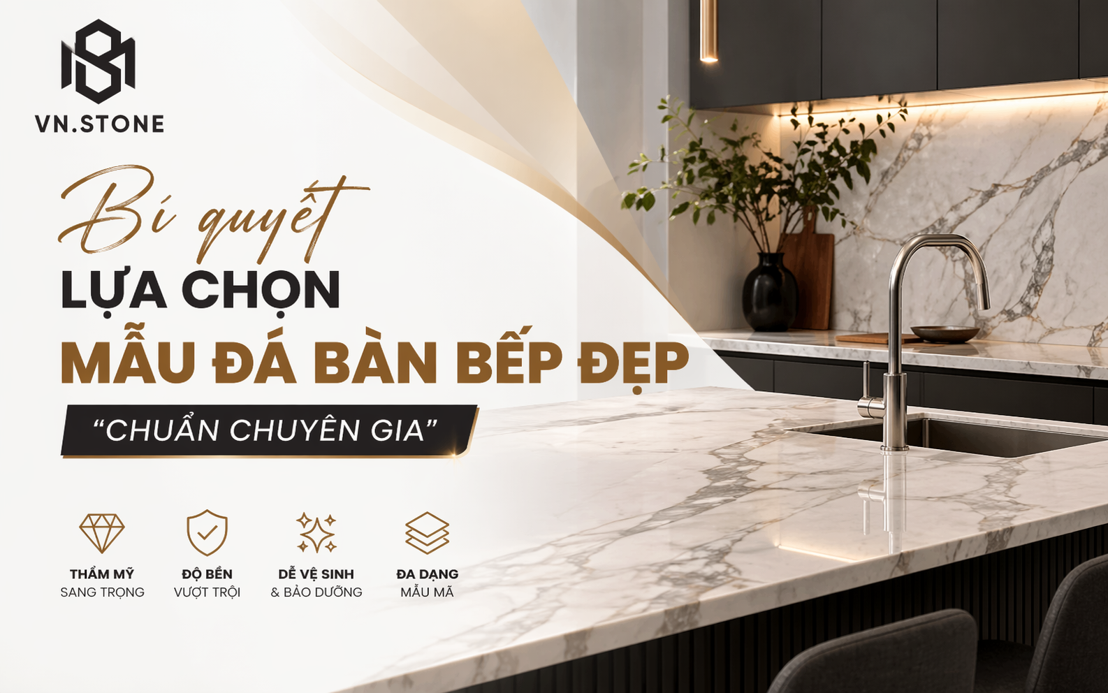 Các mẫu đá bàn bếp đẹp: Nên chọn loại nào bền, chống trầy tốt?