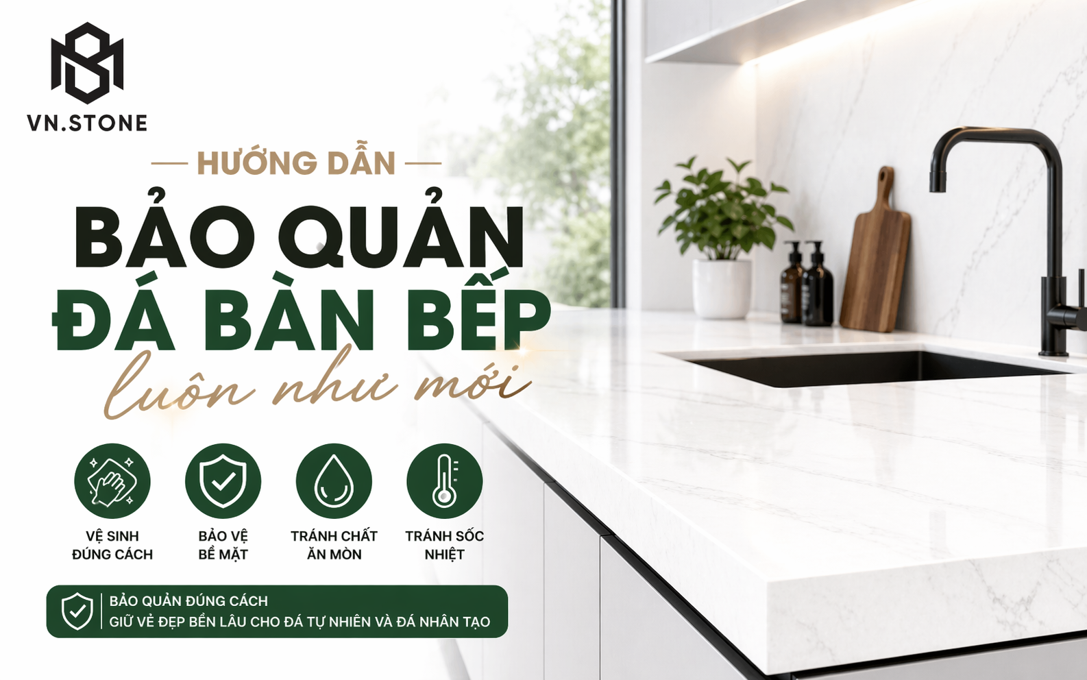 Các mẫu đá bàn bếp đẹp: Nên chọn loại nào bền, chống trầy tốt?