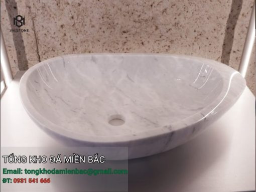 chậu lavabo đá marble trắng ý