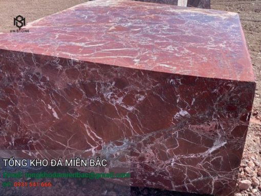 đá Marble đỏ màng nhện ốp cầu thang