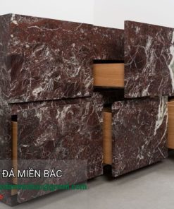 đá Marble đỏ màng nhện ốp cầu thang