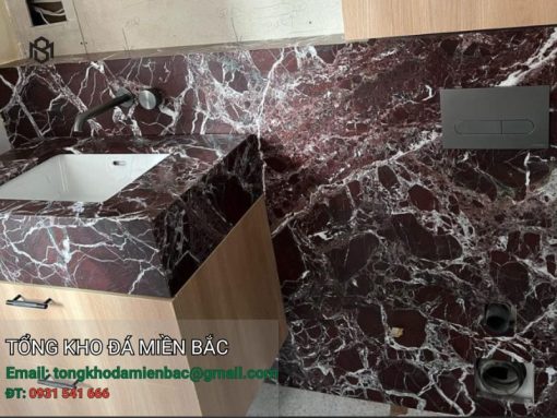 đá Marble đỏ màng nhện ốp cầu thang