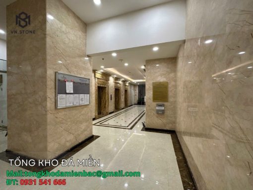 Đá marble rosa light ốp thang máy