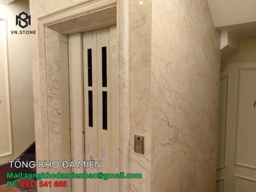 Đá marble rosa light ốp thang máy