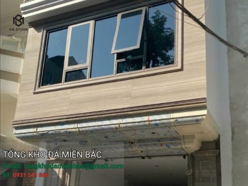 đá marble ốp mặt tiền màu vân xám gỗ