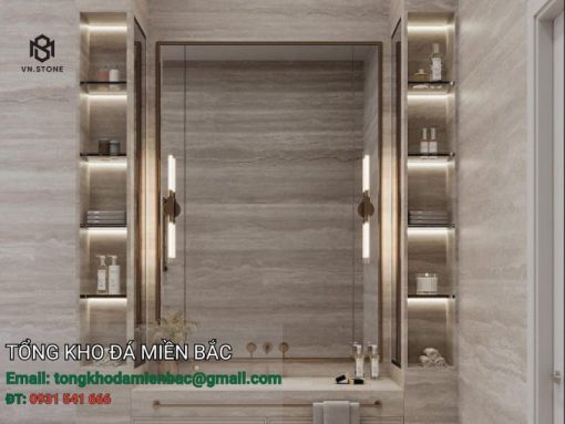 đá marble ốp mặt tiền màu vân xám gỗ