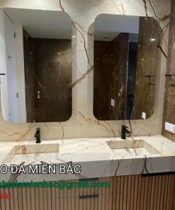 lavabo đá cẩm thạch màu kem