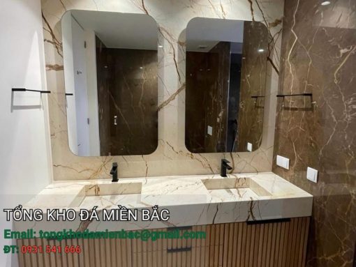 lavabo đá cẩm thạch màu kem