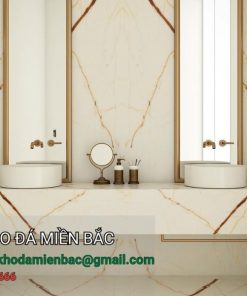 lavabo đá cẩm thạch màu kem