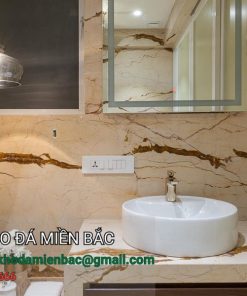 lavabo đá cẩm thạch màu kem