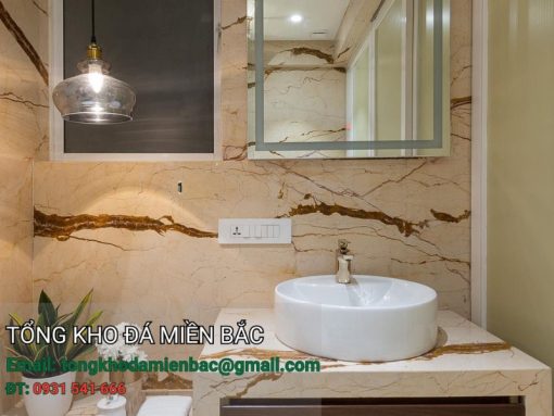 lavabo đá cẩm thạch màu kem