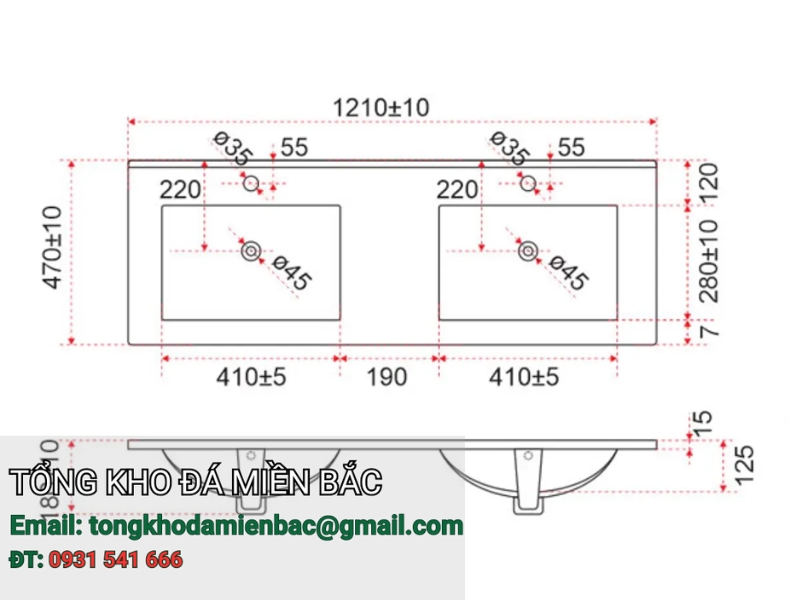 [GÓC TƯ VẤN] Kích thước bàn đá lavabo