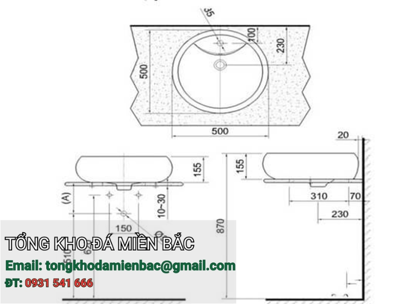 [GÓC TƯ VẤN] Kích thước bàn đá lavabo