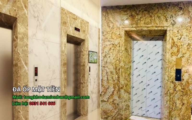 đá ốp thang máy khách sạn 
