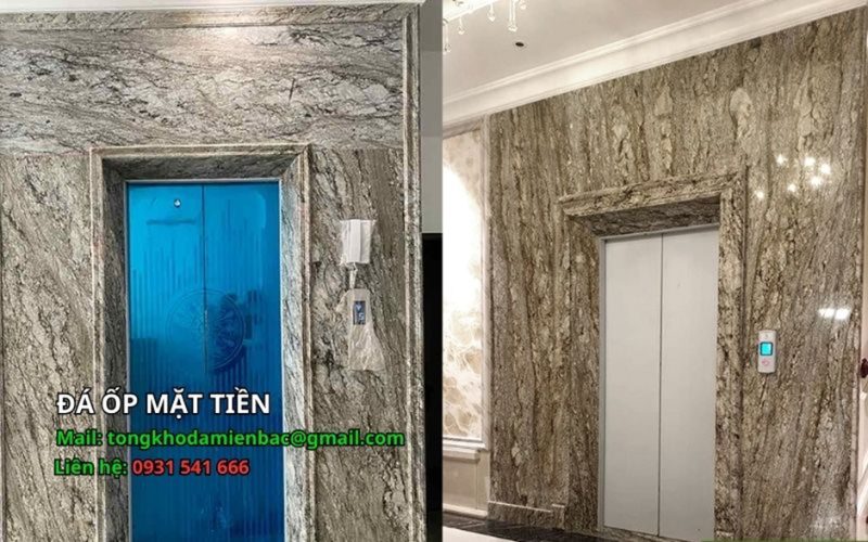 đá ốp thang máy khách sạn 