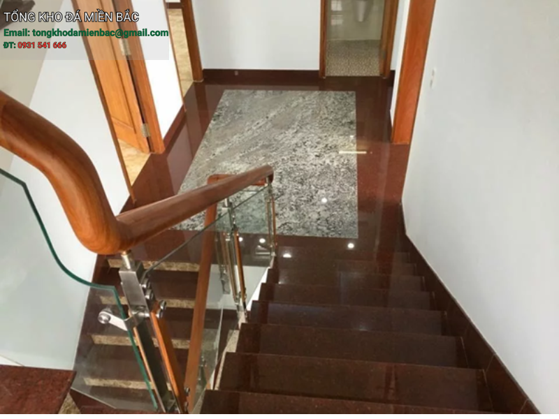 20+ Mẫu cầu thang nhà phố được ưa chuộng nhất 2025 7 - Tổng Kho Đá Đá cầu thang granite đỏ – ĐCT 09