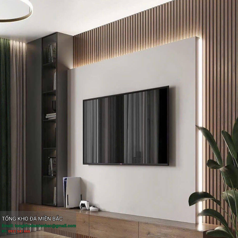Vách Tivi Ốp Đá Cao Cấp