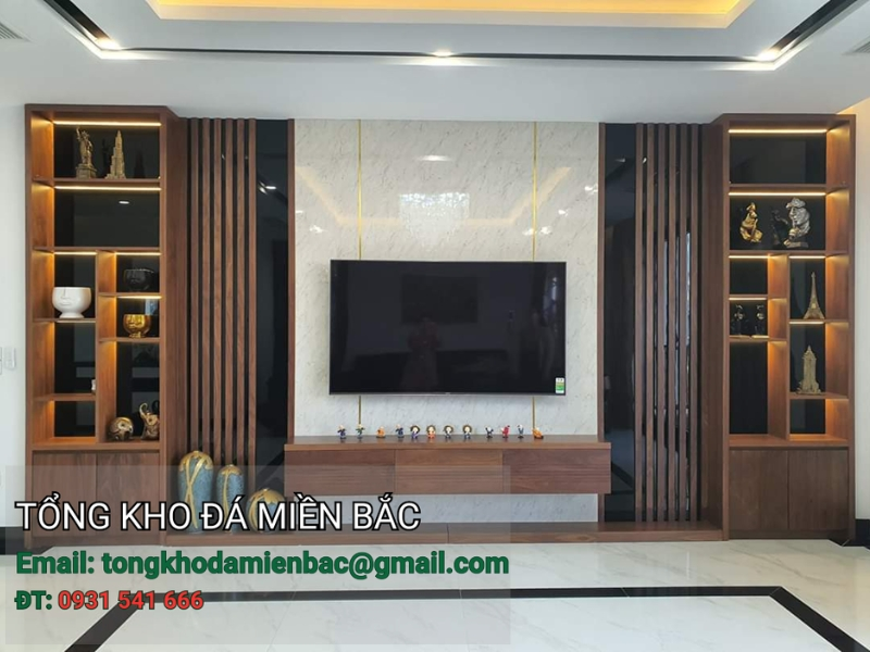 Vách Tivi Ốp Đá Cao Cấp