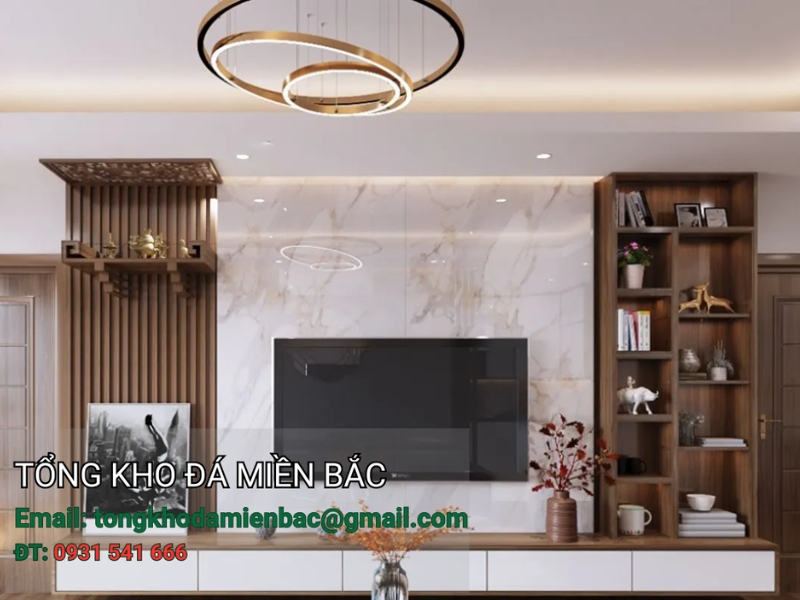 Vách Tivi Ốp Đá Cao Cấp