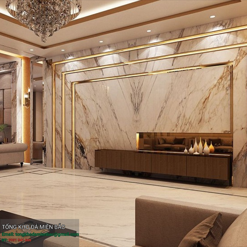 Vách Tivi Ốp Đá Cao Cấp