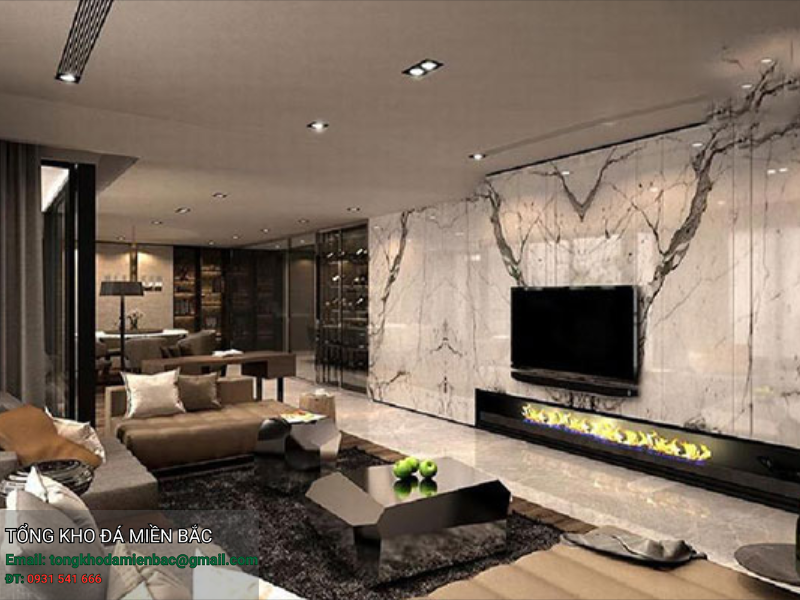 Vách Tivi Ốp Đá Cao Cấp
