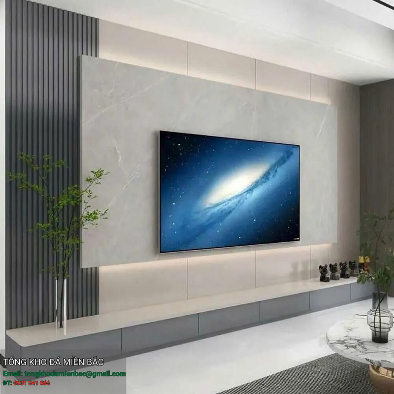 Vách Tivi Ốp Đá Cao Cấp