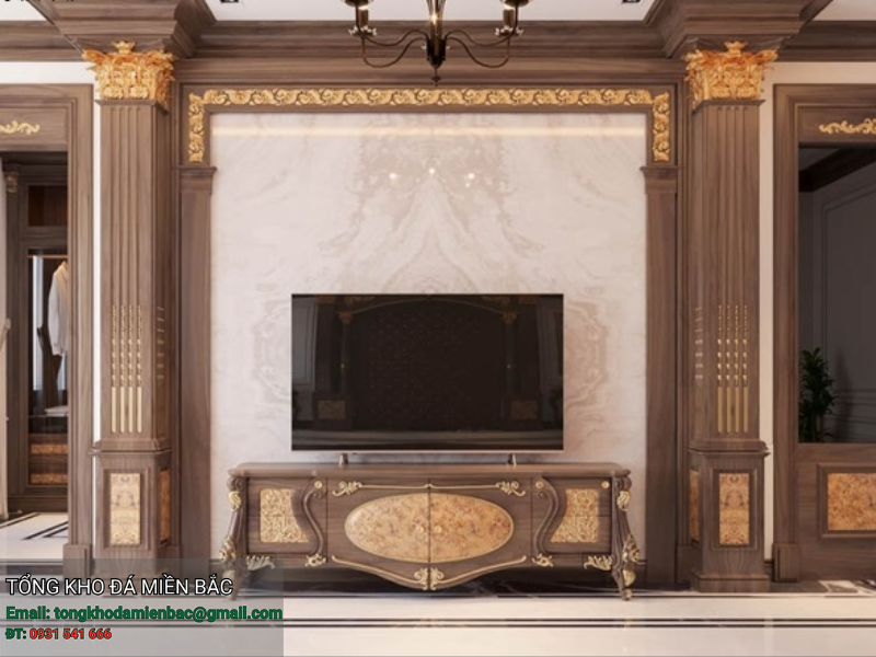 Vách Tivi Ốp Đá Cao Cấp