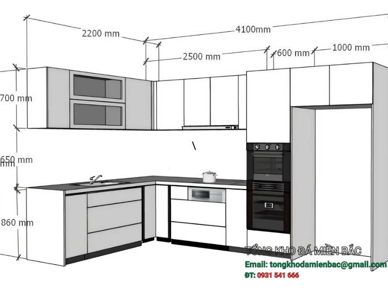 kích thước bàn bếp chuẩn