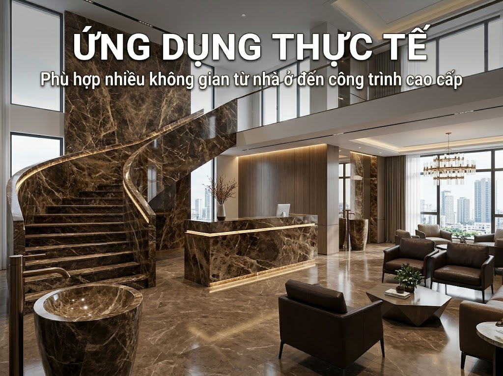Ứng dụng thực tế của đá marble trong từng không gian