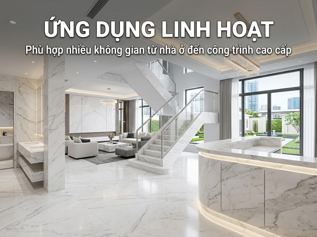 Ứng dụng thực tế của đá marble trong từng không gian