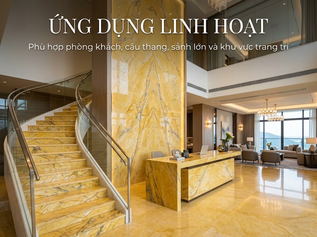 Ứng dụng thực tế của đá marble màu vàng trong từng không gian