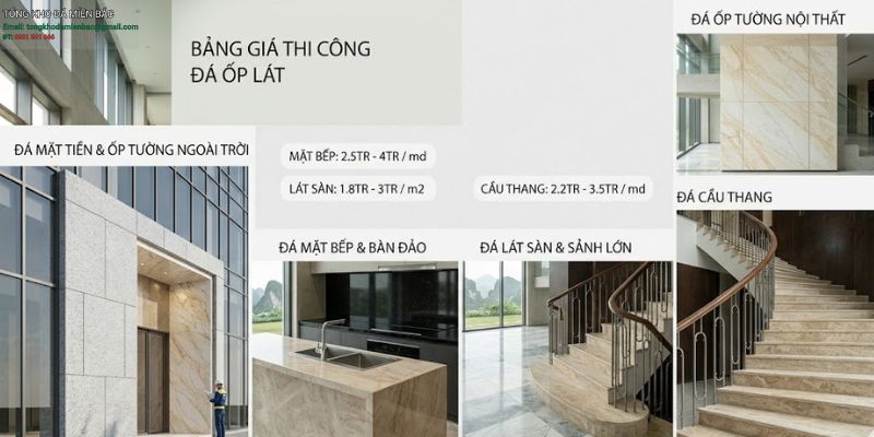giá thi công đá tự nhiên theo m2