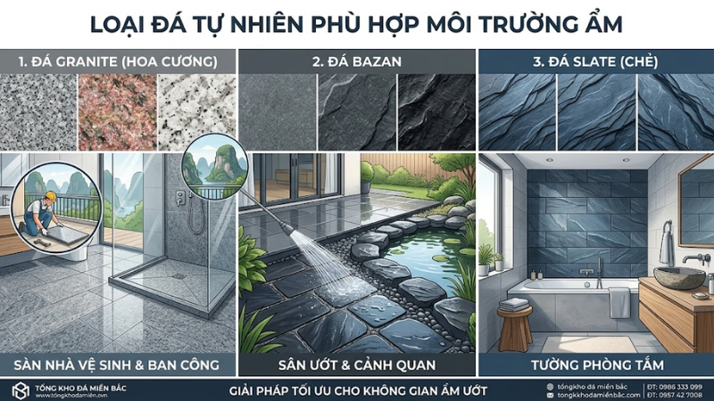 loại đá nào phù hợp khu vực ẩm ướt