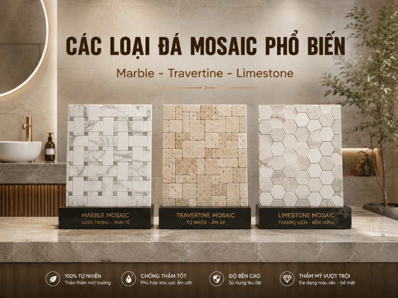 Đá mosaic ốp phòng tắm đẹp, sang trọng và bền bỉ 2 - Tổng Kho Đá Đá mosaic ốp phòng tắm đẹp, sang trọng và bền bỉ