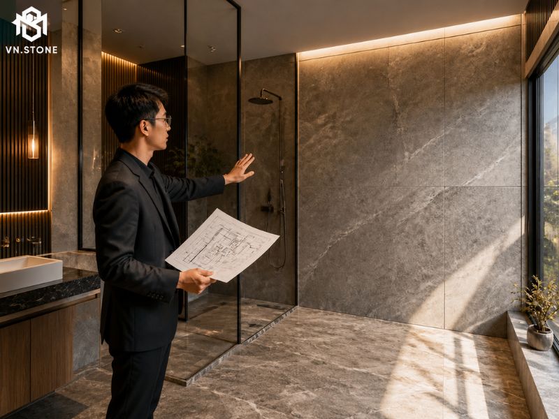 Đá ốp vách tắm đứng: Bảng giá & 55 Mẫu đẹp nhất 2026 3 - Tổng Kho Đá đá ốp vách tắm đứng