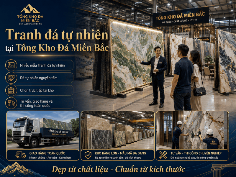 Kích thước tranh đá tự nhiên khổ lớn phổ biến là bao nhiêu?