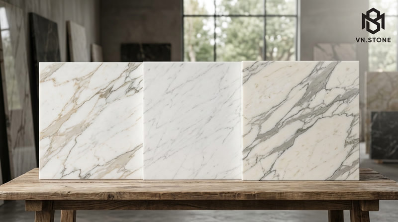 Đá Marble Calacatta: Bảng Giá 2026 & Mẫu Đẹp Nhất 2 - Tổng Kho Đá Các Dòng Đá Marble Calacatta Phổ Biến Nhất Hiện Nay