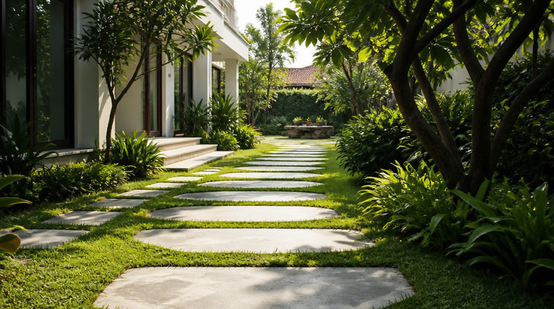Đá lát sân vườn ngoài trời: Chọn mẫu & báo giá chuẩn 3 - Tổng Kho Đá Bí quyết chọn quy cách và phối cảnh đá lát lối đi ngoài trời, sân vườn