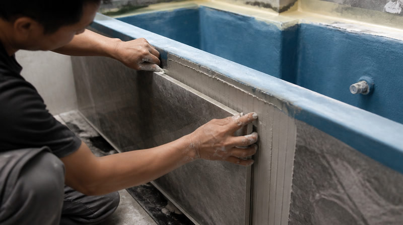 Quy trình thi công đá ốp bồn tắm và lưu ý kỹ thuật chống thấm