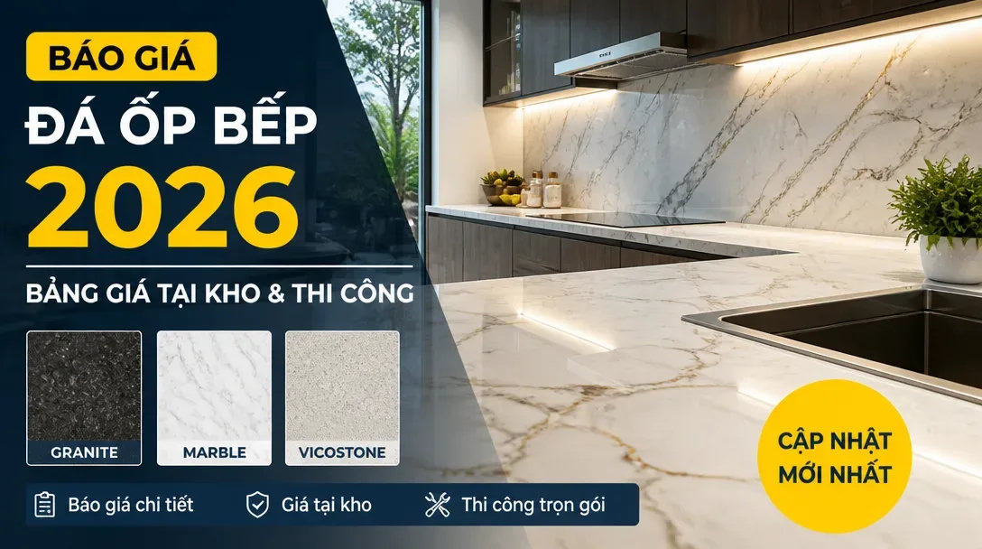 Báo Giá Đá Ốp Bếp 2026: Bảng Giá Tại Kho & Thi Công