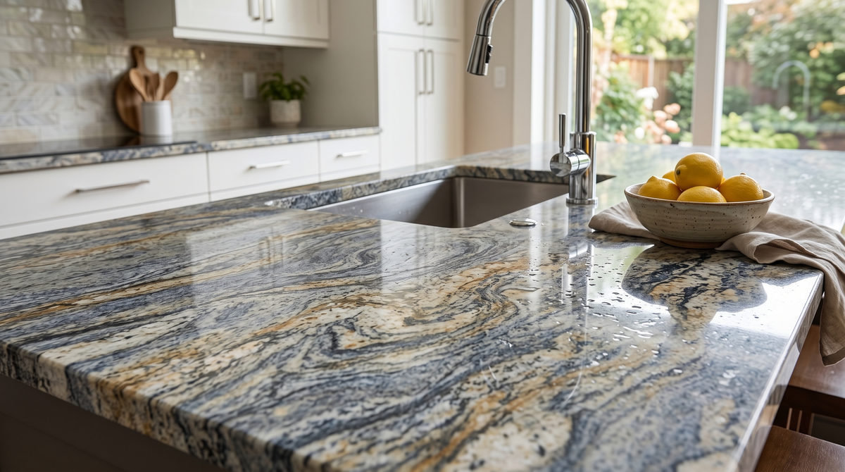 Báo Giá Đá Ốp Bếp Granite Blue Dunes Đẹp Mới Nhất 2026