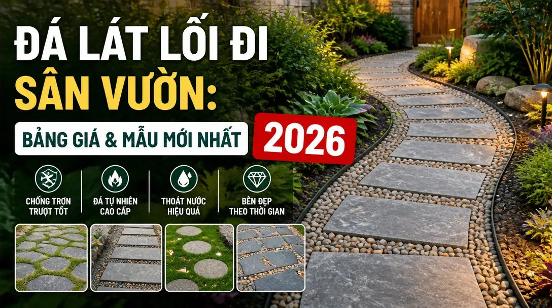 Đá lát lối đi sân vườn: Bảng giá & Mẫu mới nhất 2026
