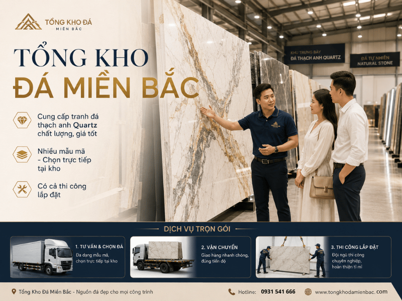 Có nên ốp Tranh đá thạch anh Quartz cho vách sau sofa không?