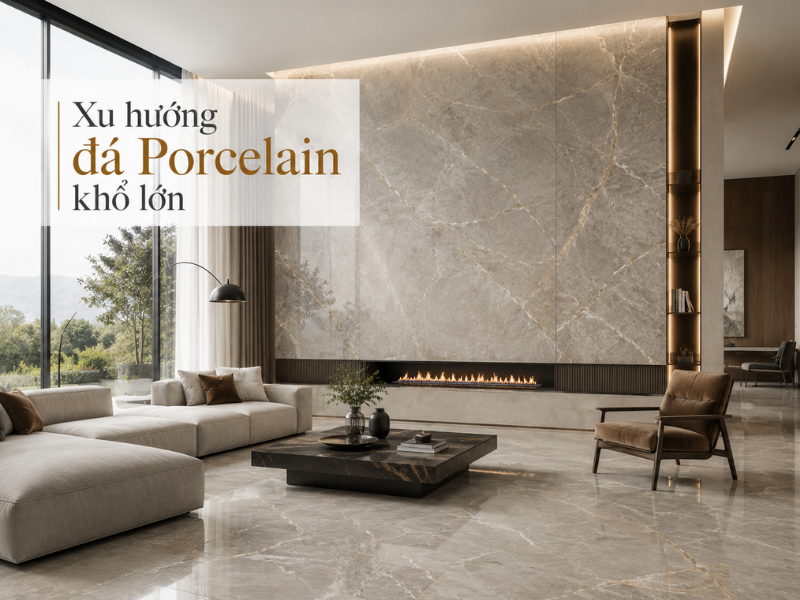 Xu hướng sử dụng đá Porcelain khổ lớn trong nội thất và kiến trúc hiện đại