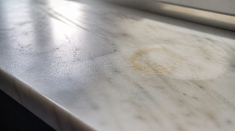 Cách đánh bóng đá marble bị xỉn màu sáng bóng như mới đơn giản tại nhà 1 - Tổng Kho Đá Tại sao đá marble (cẩm thạch) dễ bị xỉn màu và ố vàng?