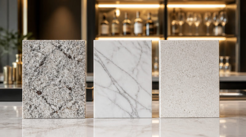 Nên chọn đá tự nhiên hay nhân tạo để làm mặt quầy bar gia đình?