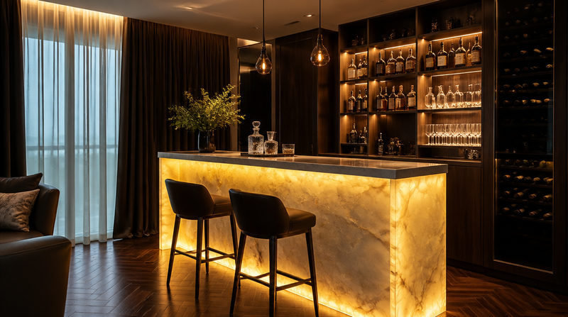 Gợi ý những mẫu quầy bar bếp mặt đá đẹp, dẫn đầu xu hướng